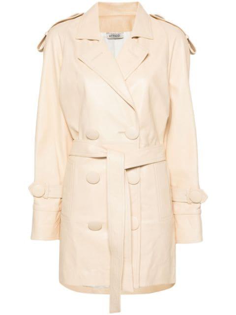 double-breasted leather coat by THE ATTICO