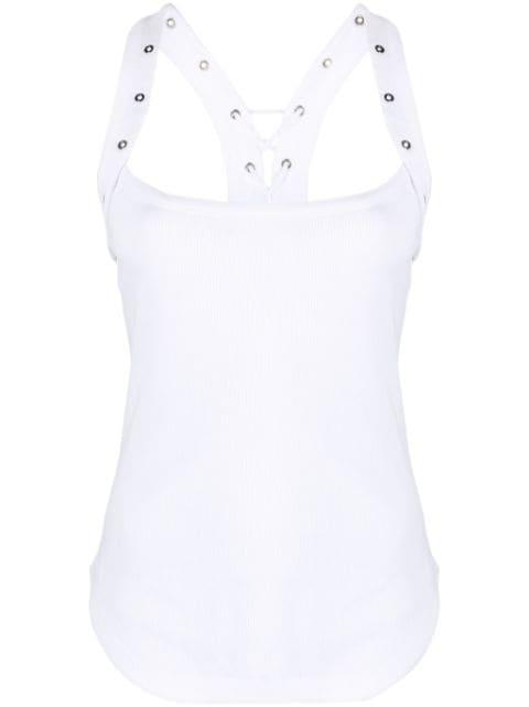eyelet-embellished ribbed-knit tank top by THE ATTICO