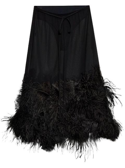 feather-trim midi skirt by THE ATTICO