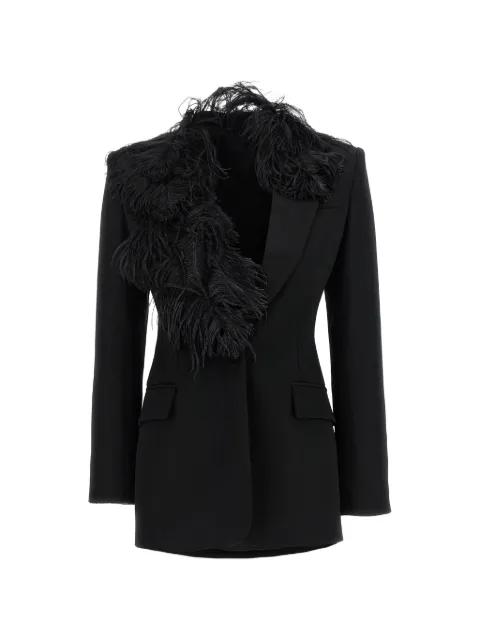 feather-trim single-breasted blazer by THE ATTICO
