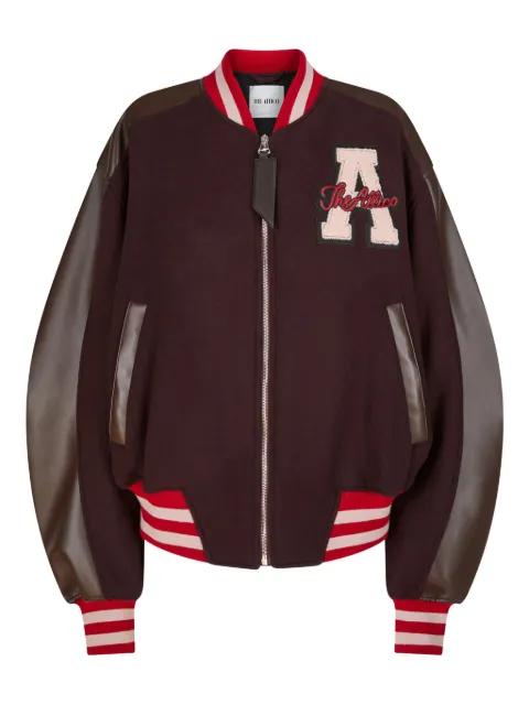 leather-sleeved logo-patch bomber jacket by THE ATTICO