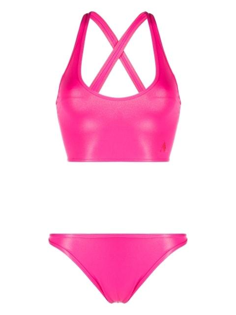 logo-embroidered crossover-strap bikini by THE ATTICO