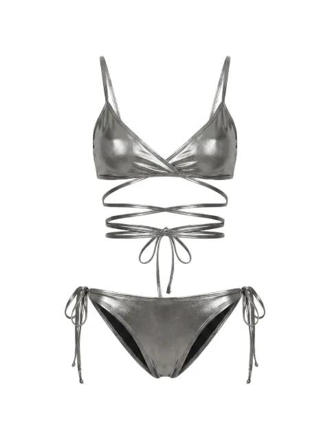 metallic-effect wrap bikini by THE ATTICO