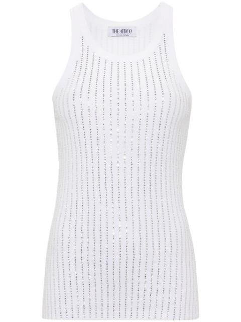 rhinestone-embellished cotton tank top by THE ATTICO