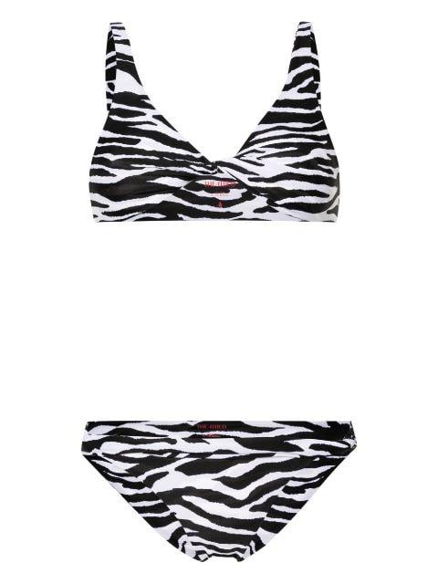 twist-detailing zebra-print bikini by THE ATTICO