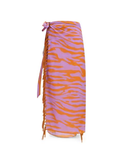 zebra-print fringed pareo by THE ATTICO