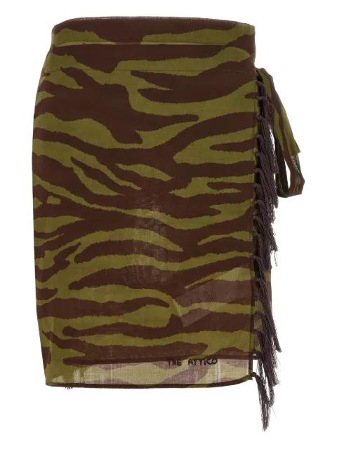 zebra print fringed sarong beach cover-up by THE ATTICO