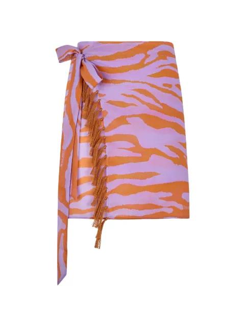 zebra-print tassel-trimmed mini skirt by THE ATTICO