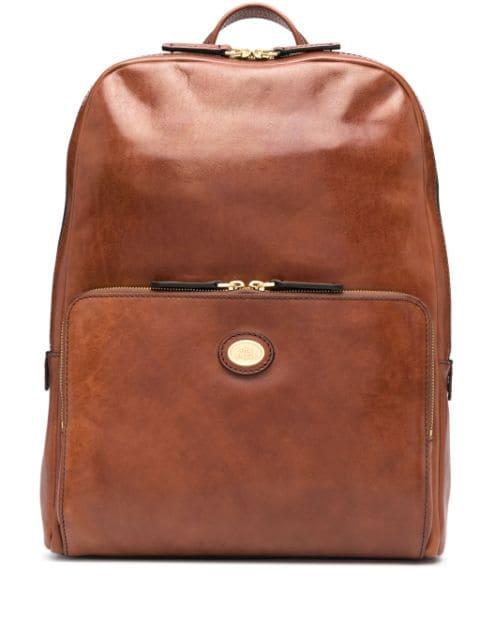 logo-plaque leather backpack by THE BRIDGE
