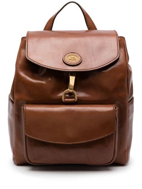 logo-plaque leather backpack by THE BRIDGE