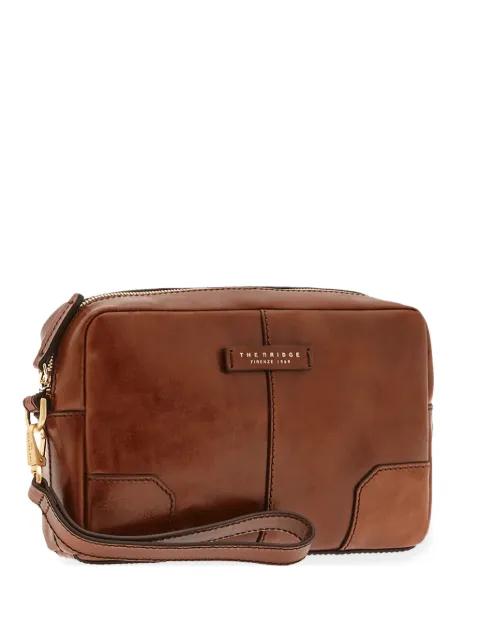 logo-plaque leather clutch bag by THE BRIDGE