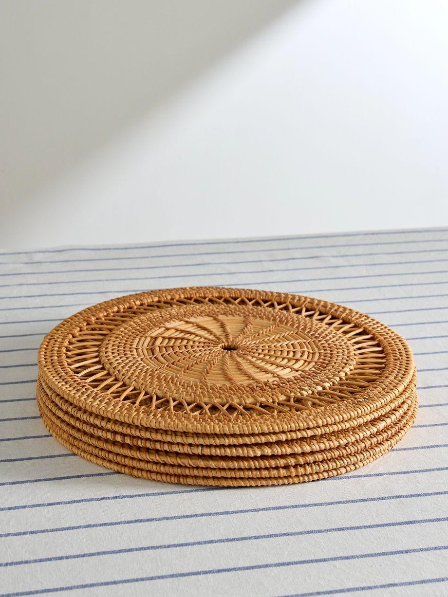 Diamond Set of Six Rattan Placemats by THE CONRAN SHOP