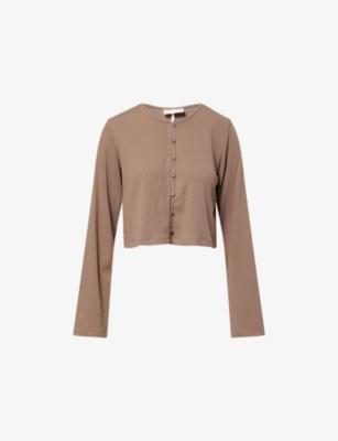 Button-Through Ribbed Cotton-Jersey Top by THE COUTURE CLUB