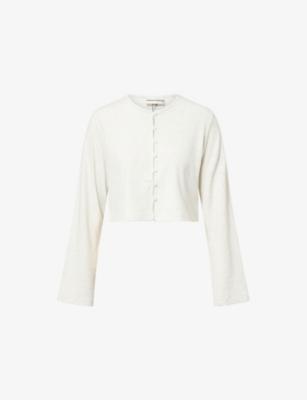 Button-Through Ribbed Cotton-Jersey Top by THE COUTURE CLUB