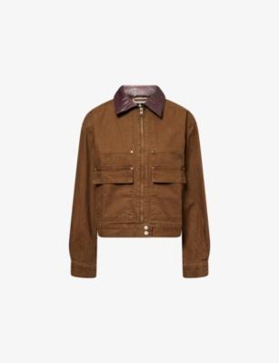Contrast Collar Trucker Denim Jacket by THE COUTURE CLUB