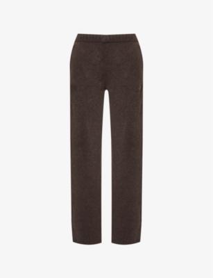 Fluffy Emblem brand-embroidery straight-leg mid-rise knitted jogging bottoms by THE COUTURE CLUB
