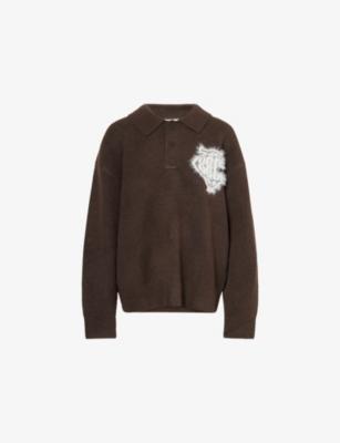 Fluffy Monogram Knit Polo Jumper by THE COUTURE CLUB