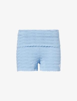 Fold-Over Knitted Cotton Shorts by THE COUTURE CLUB