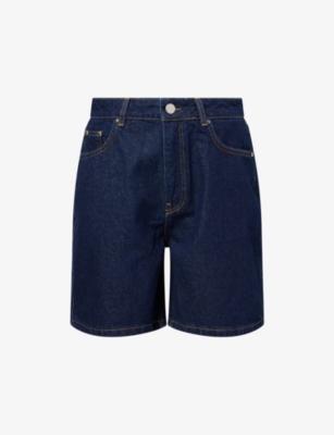High-Waisted Cotton Denim Shorts by THE COUTURE CLUB