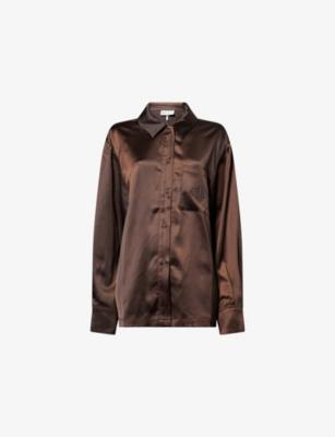 Long-Sleeved Tie-Back Satin Shirt by THE COUTURE CLUB