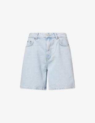 Mid-Rise Wide-Leg Denim Shorts by THE COUTURE CLUB