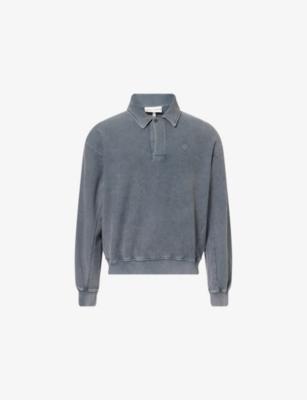 Ribbed Polo-Collar Cotton-Jersey Sweatshirt by THE COUTURE CLUB Ribbed Polo-Collar Cotton-Jersey Sweatshirt by THE COUTURE CLUB