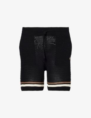 Striped-Hem Cotton-Crochet Shorts by THE COUTURE CLUB