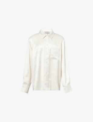 Tie-Back Embroidered-Logo Satin Shirt by THE COUTURE CLUB