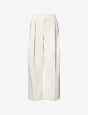Wide-Leg Pleated Woven Trousers by THE COUTURE CLUB