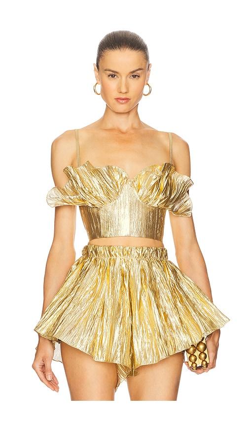 The Dolls House Shelby Corset Top in Metallic Gold by THE DOLLS HOUSE
