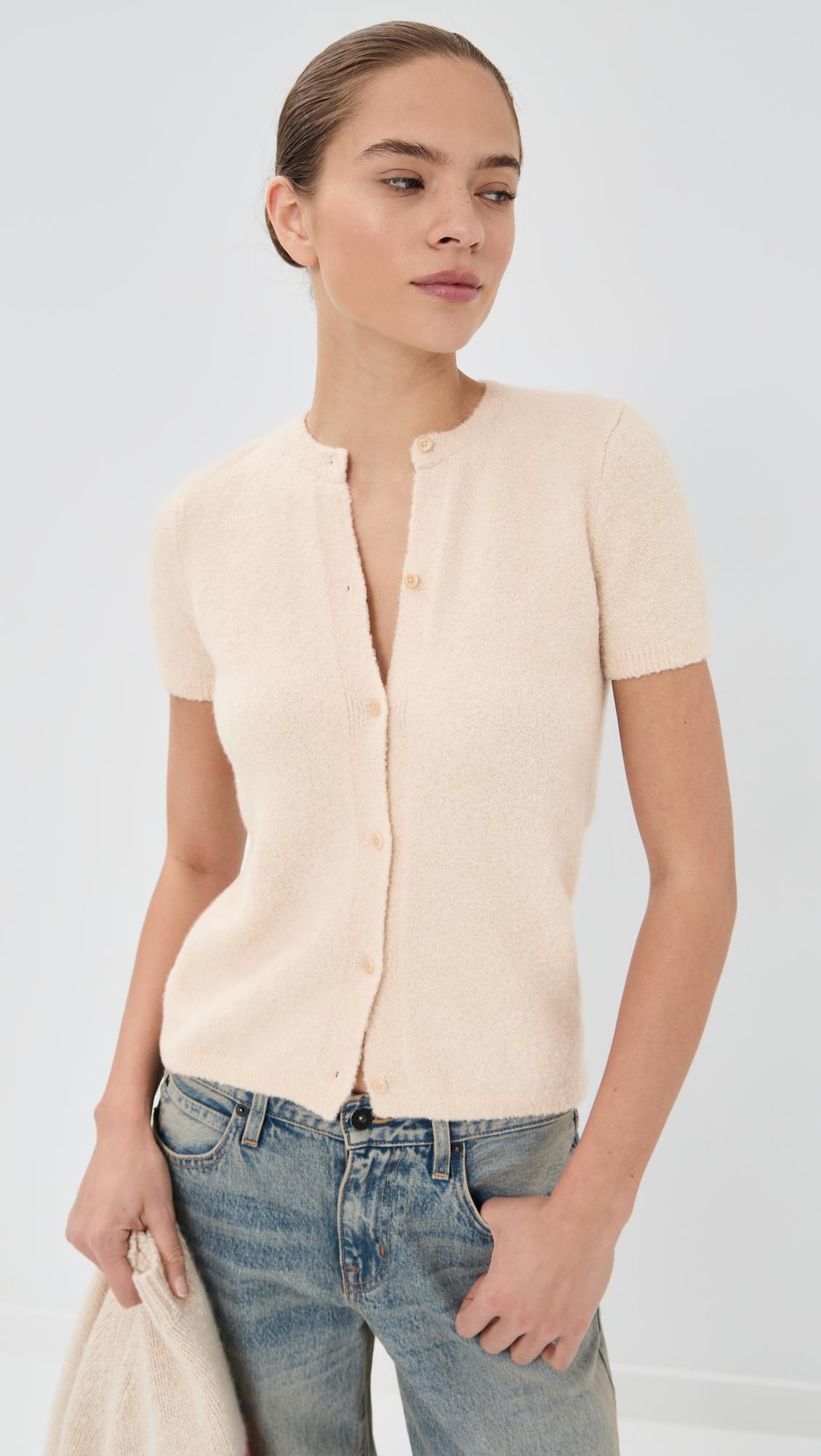Cozy Short Sleeve Cardigan by THE ELDER STATESMAN