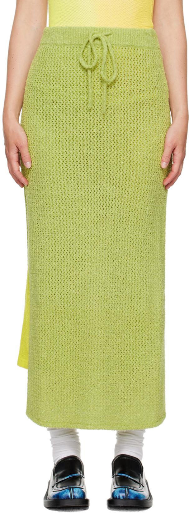 Green Selerino Net Midi Skirt by THE ELDER STATESMAN