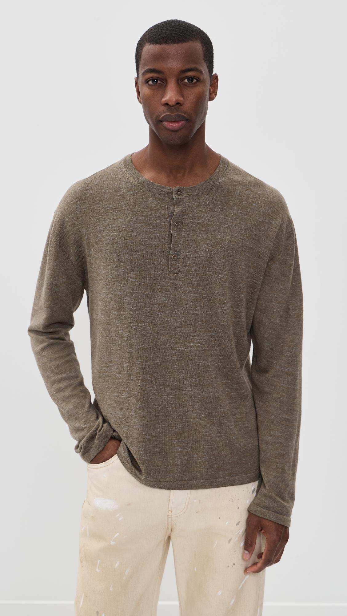 Lenny Knit Henley Long Sleeve Shirt by THE ELDER STATESMAN