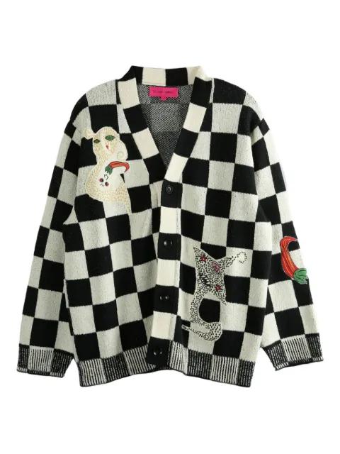Nora Lite Creatures check-pattern embroidered cardigan by THE ELDER STATESMAN