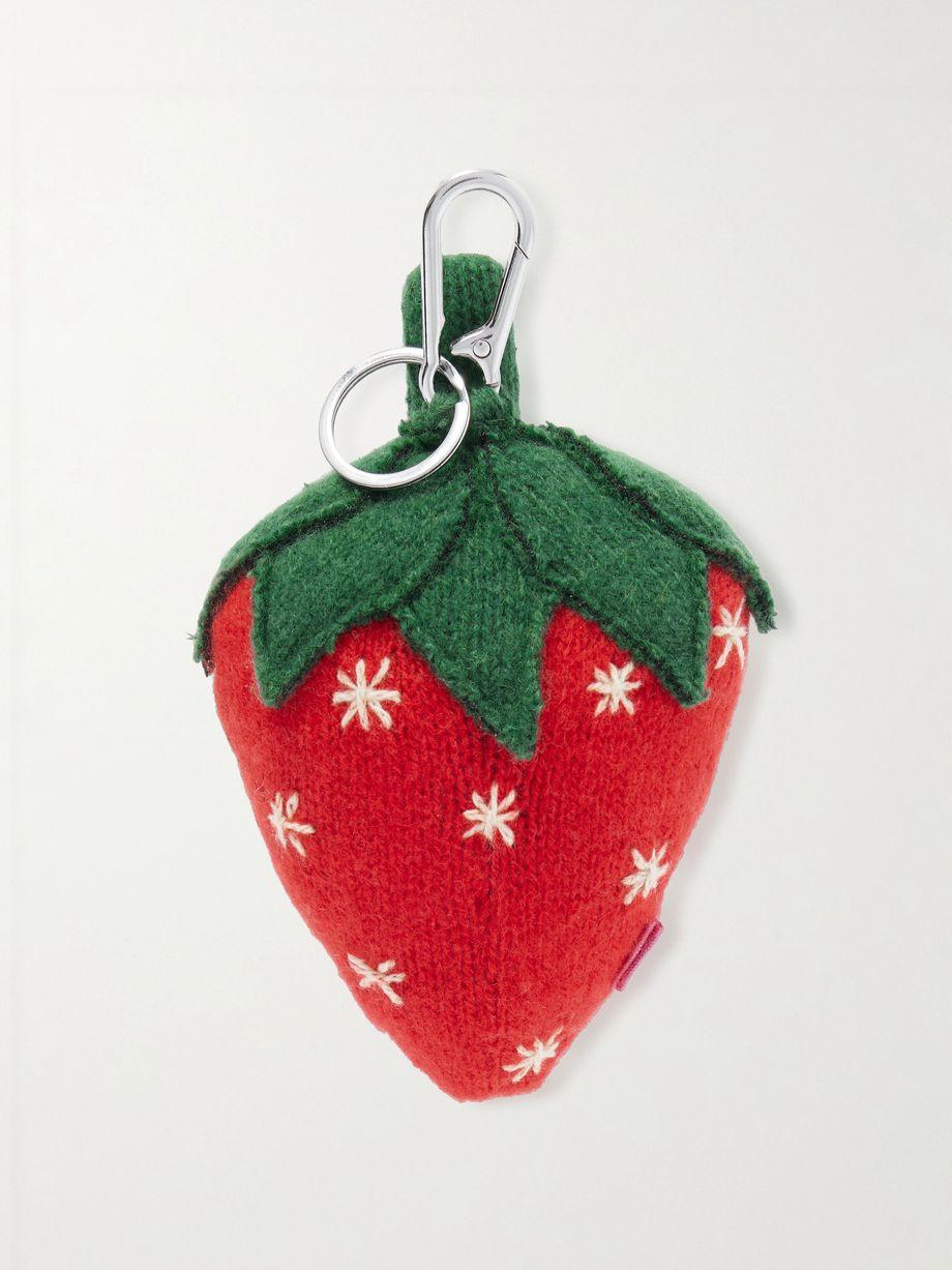 Strawberry crocheted cashmere keychain by THE ELDER STATESMAN