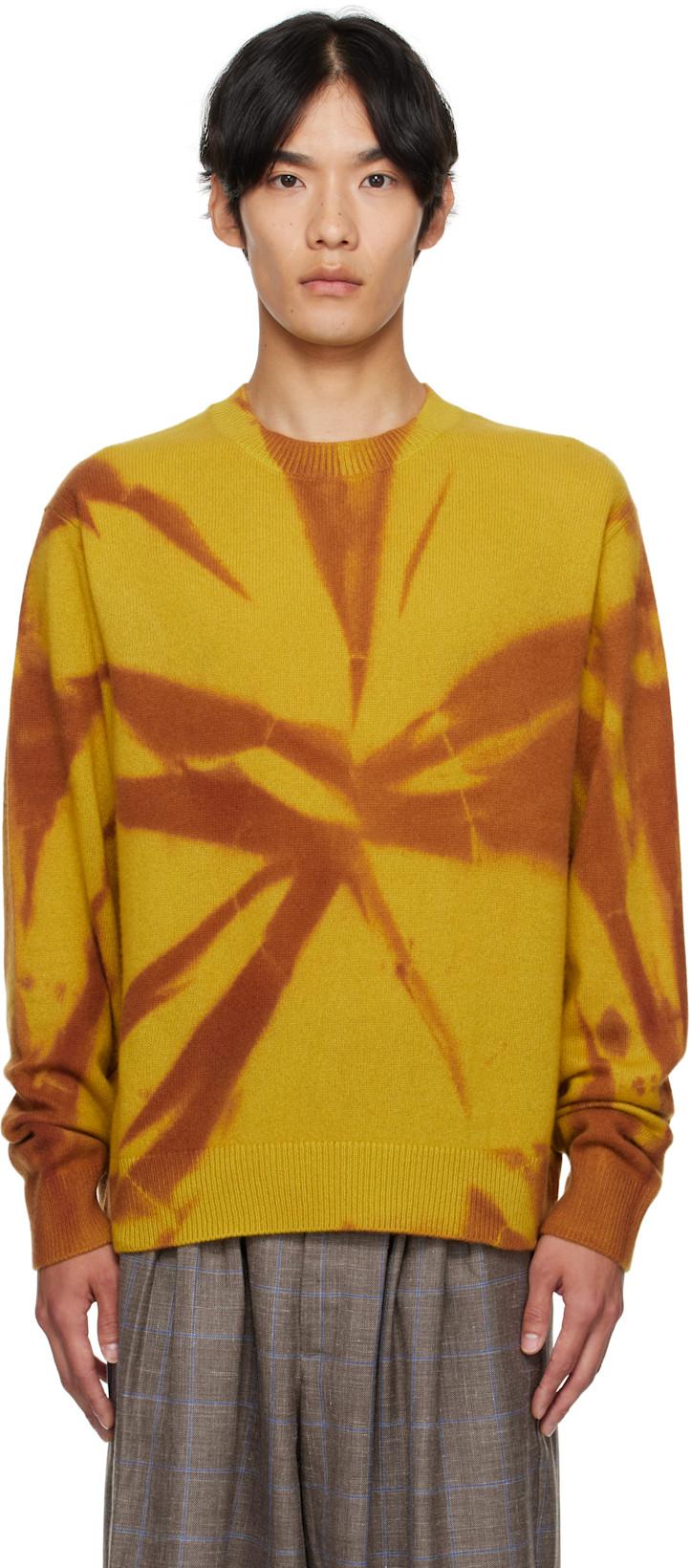 Yellow Mythic Tranquility Crew Sweater by THE ELDER STATESMAN