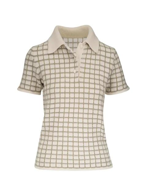 check-pattern short-sleeve polo shirt by THE ELDER STATESMAN