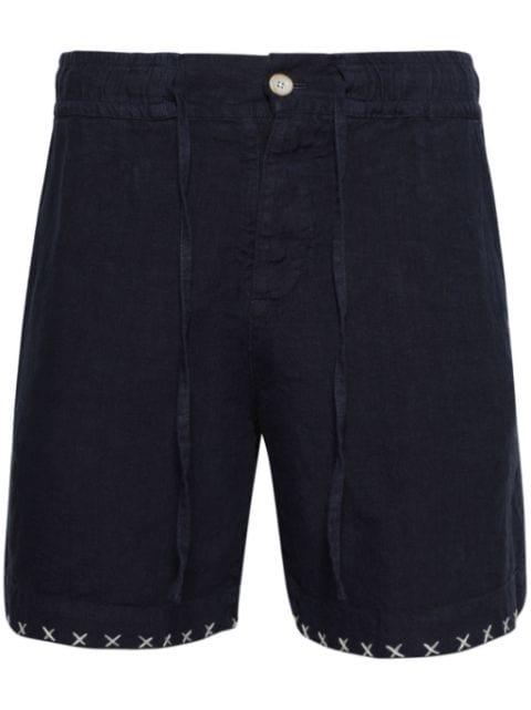 contrasting-stitch linen shorts by THE ELDER STATESMAN