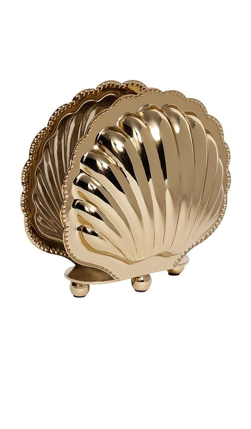 The Favorites Cap Ferrat Fan Shell Napkin Holder in Metallic Gold by THE FAVORITES