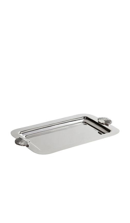 The Favorites Cap Ferrat Shell Design Serving Tray in Polished Nickel in Metallic Silver by THE FAVORITES