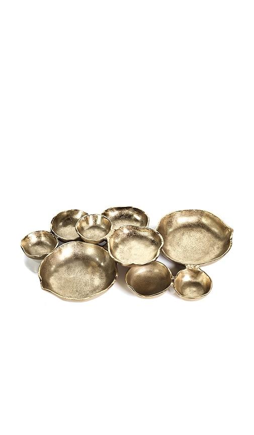 The Favorites Cluster Of Nine Round Serving Bowls in Metallic Gold by THE FAVORITES