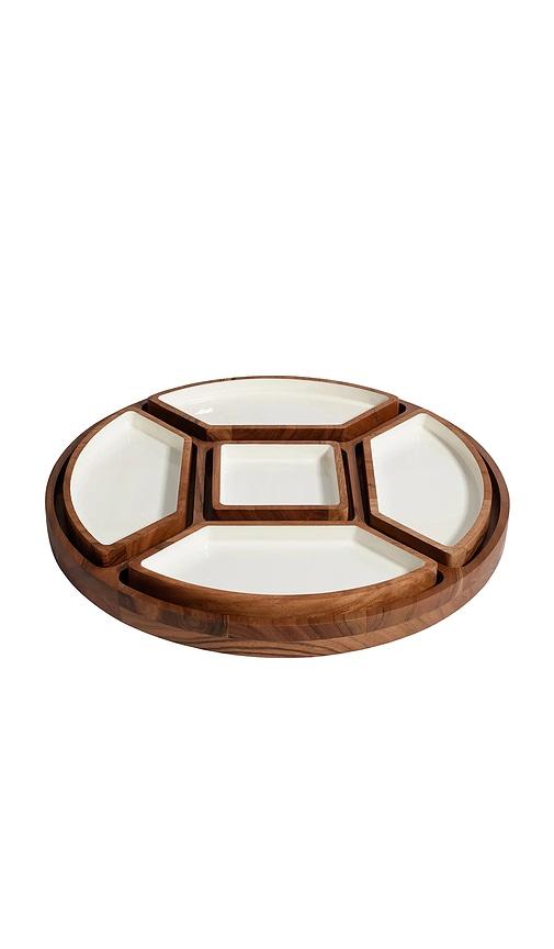 The Favorites Lazy Susan With 5 Condiment Sections in Brown by THE FAVORITES