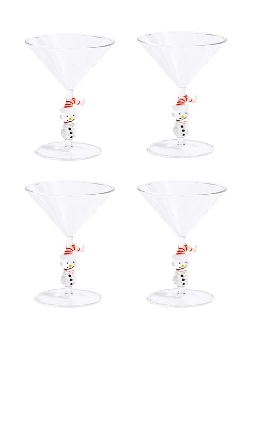 The Favorites Snowman Sips Martini Glasses Set Of 4 in Neutral by THE FAVORITES