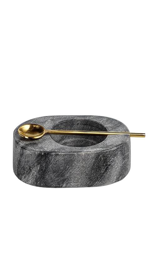 The Favorites Tuscan Marble Salt And Pepper Bowl With Gold Spoon in Grey by THE FAVORITES