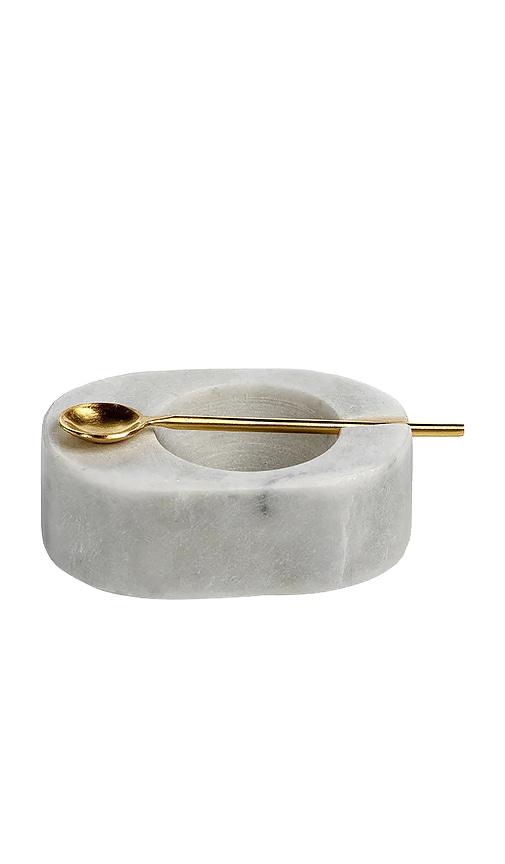 The Favorites Tuscan Marble Salt And Pepper Bowl With Gold Spoon in White by THE FAVORITES