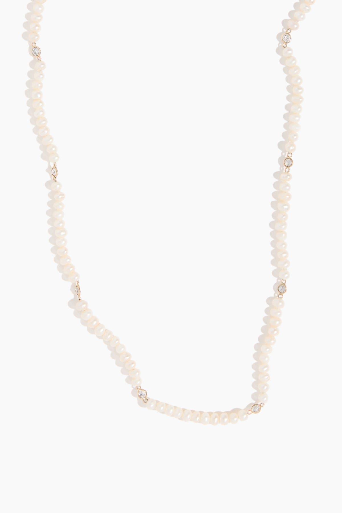 Pearl and Diamond Necklace in 14k Yellow Gold by THE FINEST STACK