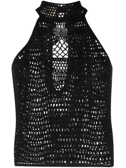 crochet-knit halterneck top by THE GARMENT