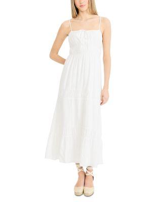 Sleeveless Tiered Midi Dress with Front Tie by THE GOOD JOURNEY