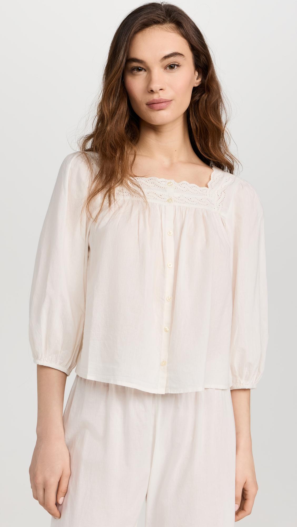 The Eyelet Button Sleep Top by THE GREAT