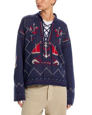The Fisherman Lace Up Pullover Sweater by THE GREAT